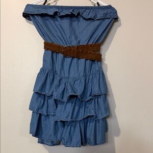 BBJ Los Angeles Light Blue Denim straplessDress